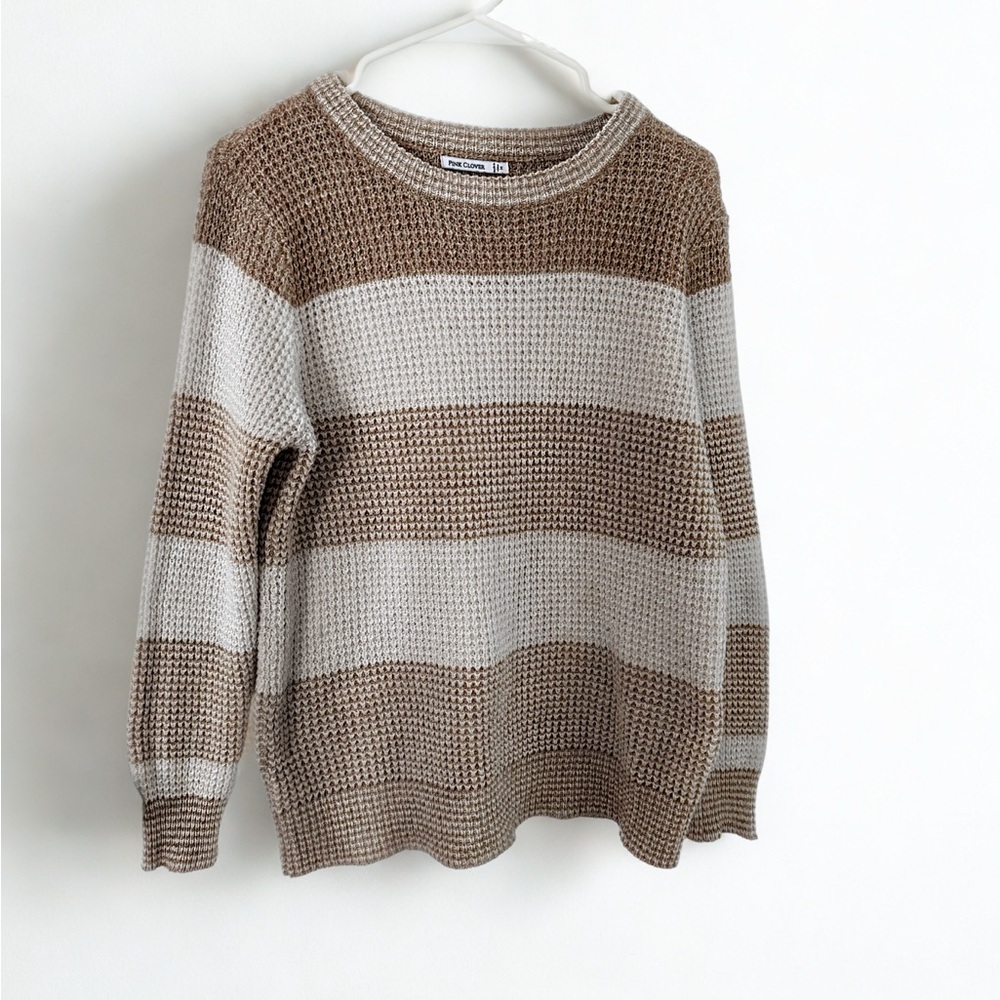 Pink Clover Knit Sweater in Brown and Cream